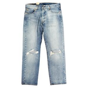 LEVI'S 501 Jeans Mens 34X30 Blue Original Straight Fit Distressed Faded Casual